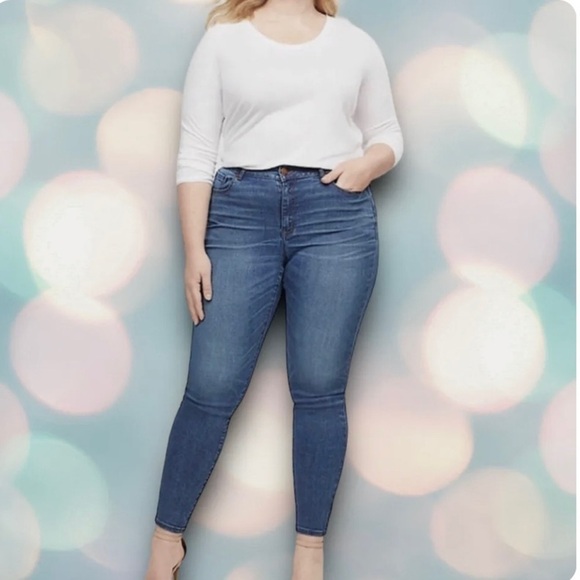 Lane Bryant 26 Straight Fit High-Rise Skinny Jeans Stretch Ankle Flex Waistband - Picture 1 of 12